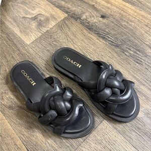 Coach Black Slide Sandals